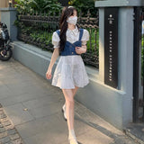 デニムビスチェ&ティアードワンピースSET