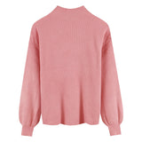 ハイネックシンプルリブトップス