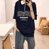 ネイビーハーフジップオーバーTシャツ