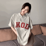 グレーロゴハーフジップTシャツ
