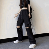 バックルスリットデザインカーゴパンツ