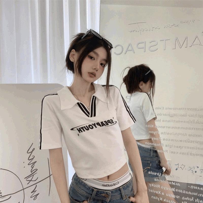 Y2Kロゴラインポロトップス – GIRLS CRUSH Y2Kロゴラインポロトップス – GIRLS CRUSH