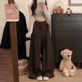 サイドリボンリラックスワイドパンツ