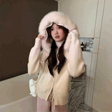 ファーフードニットパーカー