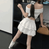 ダブルレースティアードミニスカート