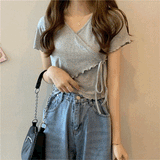 サイドリボンカシュクールトップス