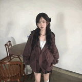 ルーズカカオブラウンマウンテンパーカー