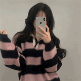 ボーダーモヘアポロニット