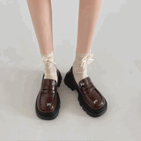 厚底リボンスタッズローファー