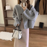 ノーカラーウールタッチボタンコート