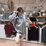 レイヤードシャツスウェット