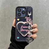 Y2KデニムハートiPhoneケース