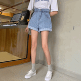 クラッシックロールアップショートデニムパンツ