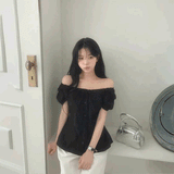 ウエストマークリボンブラウス