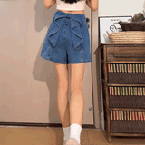 バックリボンショートデニムパンツ
