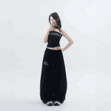 サイドラインストーンワイドスウェットパンツ