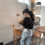 ダブルバックリボンパフブラウス