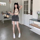 ワイドベルトデニムスカート