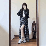 ラップチェックロングスカート