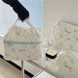 ブルーリボンキルトメイクポーチ