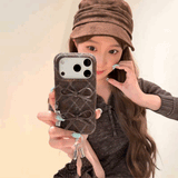 チャーム付きタータンチェックリボンiPhoneケース