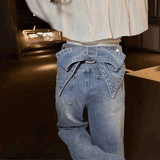 バッグリボングリッターデニム