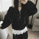 ブラックスタッズルーズパーカー