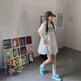 パフスリーブドッキングワンピース