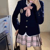 ピンクチェック私立制服コーデ4点SET