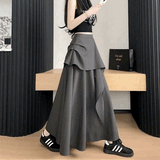アシンメトリーフレアタックロングスカート