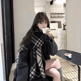 シックモノトーンチェックマフラー