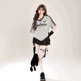 VネックトラックユニTシャツ