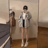 オーバーロゴルーズグレーパーカー