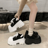 超厚底ステッチレザースニーカー