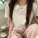 フレンチピンクリボンTシャツ