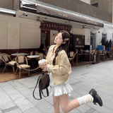 フリルボタンクリームブルゾン