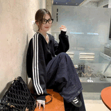 Vネックトラックリボンスウェット