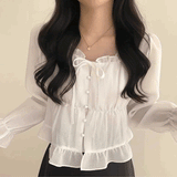 フレアリボンティアードブラウス