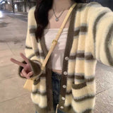 クリームシャギーボーダーカーディガン