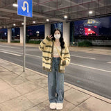 クリームシャギーボーダーカーディガン