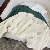 デザインホールクロップドニット