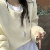 デザインホールクロップドニット