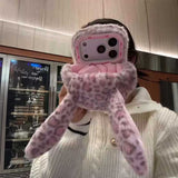 フード付きレオパードファーiPhoneケース