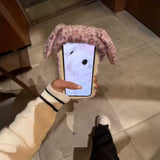 フード付きレオパードファーiPhoneケース