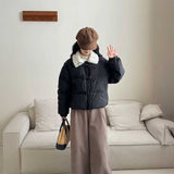 ダブルリボンボアカラーダウンジャケット