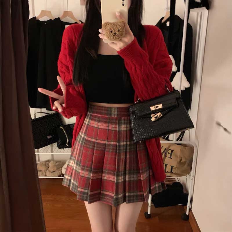 タータンチェックプリーツミニスカート