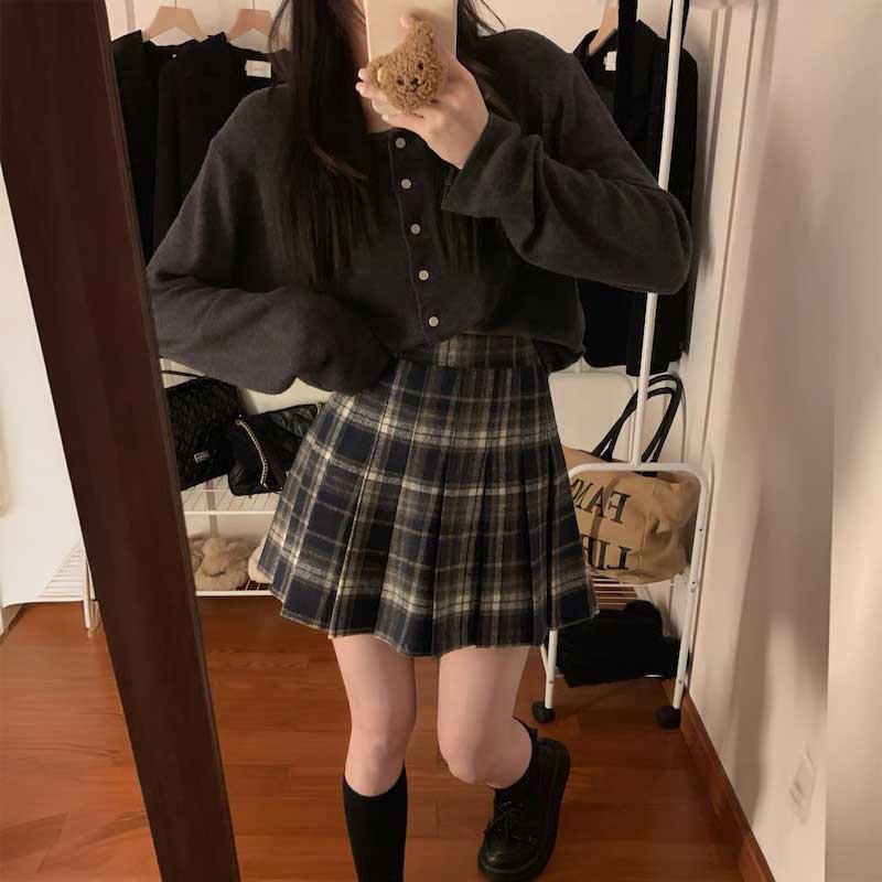 タータンチェックプリーツミニスカート