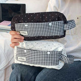 ドットギンガムスクエアペンケース