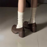 スウェードハイヒールローファー