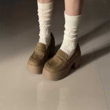 スウェードハイヒールローファー